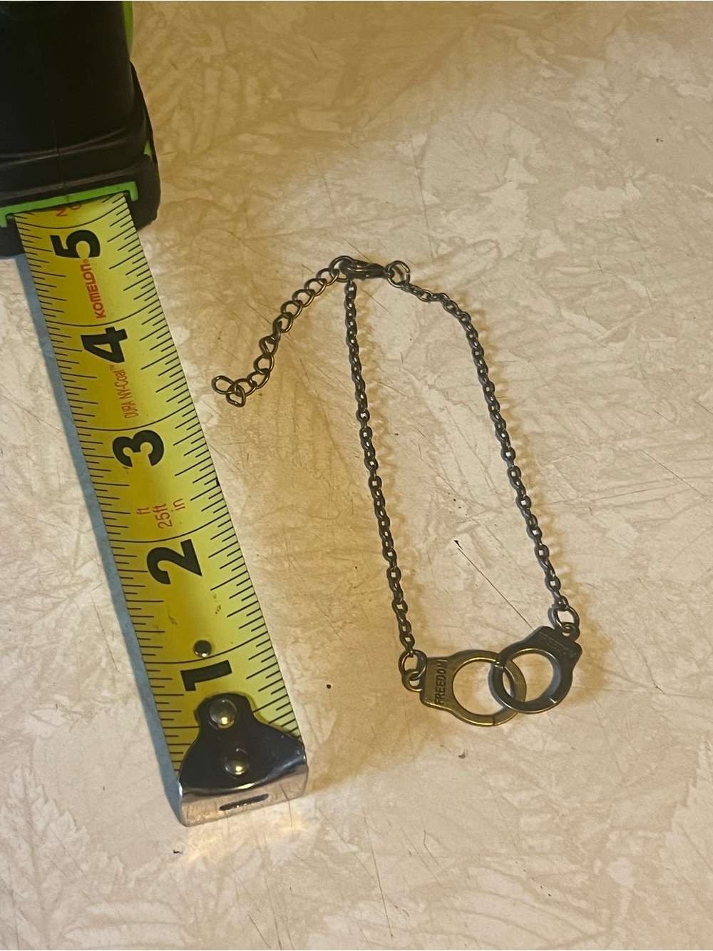 Handcuff Charm Chain Bracelet in Antique Silver B287